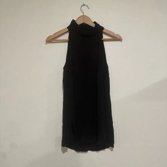 Sanctuary NWT Mock High Neck Black Tank Top Sheer Size Small - Picture 1 of 6